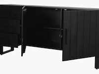 Dressoir, zwart mangohout, zwart metalen onderstel - afbeelding 3 van  5