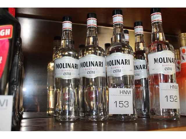 Drie flessen sambuca molinari. - afbeelding 1 van  2