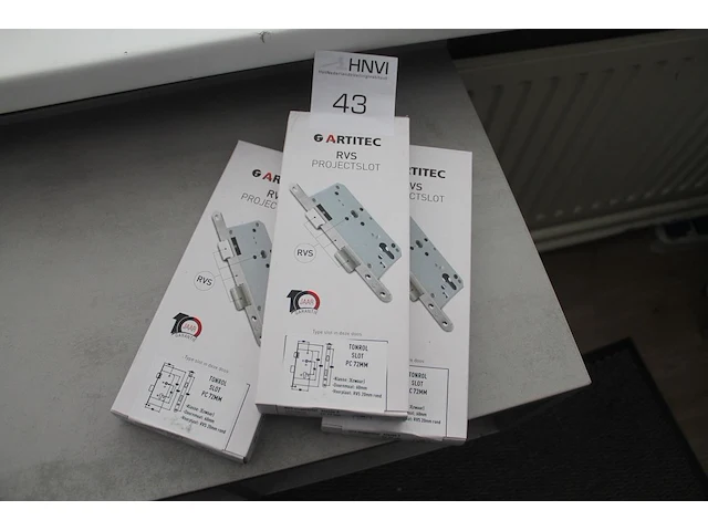 Drie rvs projectsloten artitec 72 mm. - afbeelding 1 van  1