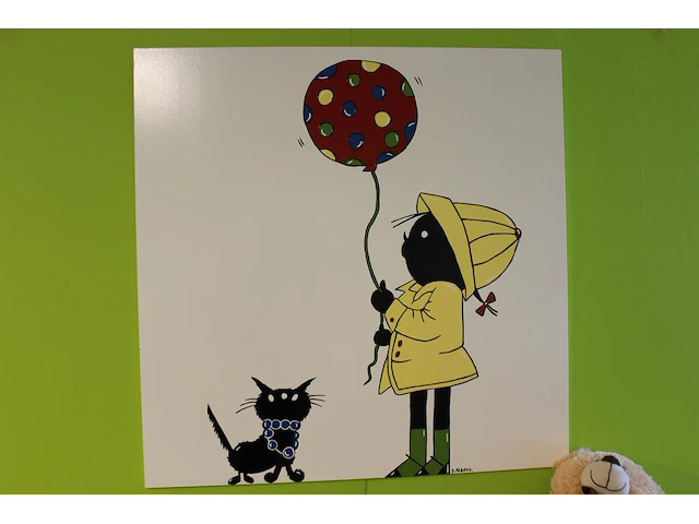 Drie schilderijen op hout jip en janneke. afmeting 80 x 80 cm. - afbeelding 2 van  4