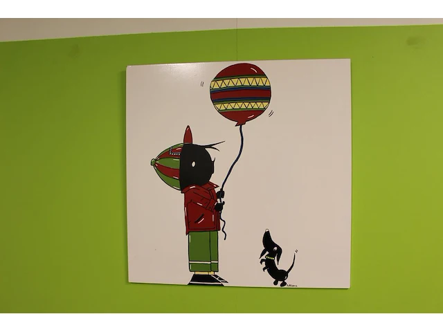 Drie schilderijen op hout jip en janneke. afmeting 80 x 80 cm. - afbeelding 3 van  4