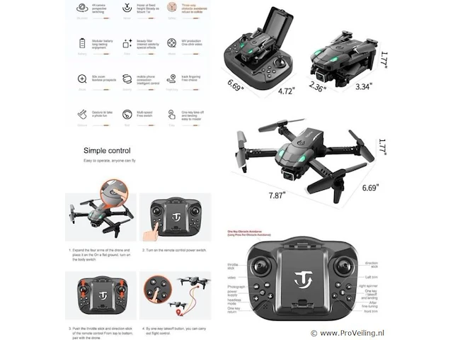 Drone mini met 4k hd camers + obstacle avoidance met opbergvak in de controler incl 1 batterijen - afbeelding 8 van  8