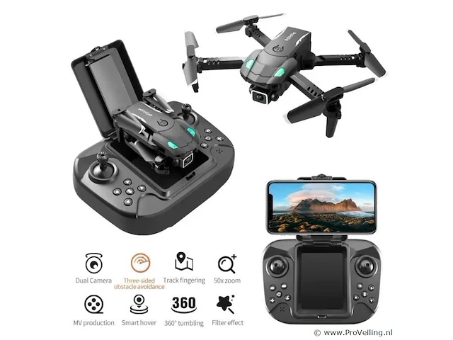 Drone mini met 4k hd camers + obstacle avoidance met opbergvak in de controler incl 3 batterijen - afbeelding 3 van  8