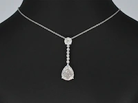 Druppelvormige hanger met briljant en princess geslepen diamanten excl. ketting - afbeelding 2 van  8