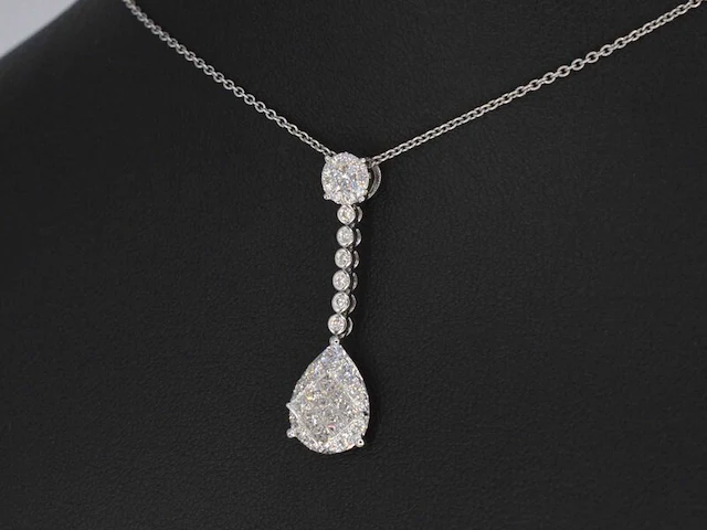 Druppelvormige hanger met briljant en princess geslepen diamanten excl. ketting - afbeelding 3 van  8