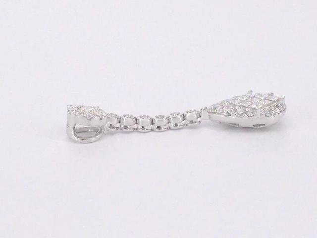 Druppelvormige hanger met briljant en princess geslepen diamanten excl. ketting - afbeelding 5 van  8