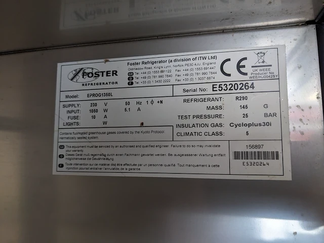 Dubbel deurs koelkast foster, eprog1350l - afbeelding 7 van  11