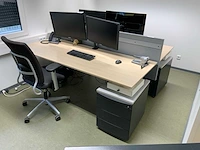 Dubbel elektrisch zit-sta bureau met 2 bureaustoelen en 2 ladeblokken - afbeelding 1 van  8