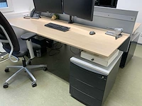 Dubbel elektrisch zit-sta bureau met 2 bureaustoelen en 2 ladeblokken - afbeelding 2 van  8