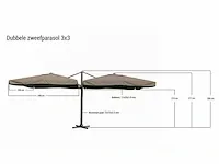 Dubbel hangende parasol oranje 300x300 cm - afbeelding 2 van  2