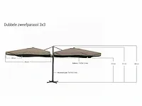 Dubbel hangende parasol oranje 300x300 cm - afbeelding 2 van  2