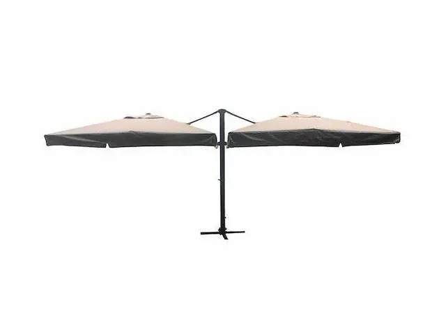 Dubbel hangende parasol zandkleurig (2 * 300x300cm) - afbeelding 1 van  2