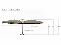 Dubbel hangende parasol zandkleurig (2 * 300x300cm) - afbeelding 2 van  2