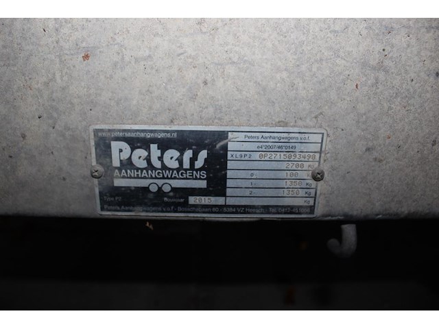 Dubbelassige aanhangwagen peters met kenteken 70-wn-hk. wagen is voorzien van disselbak met aanhangernet. b... - afbeelding 4 van  8
