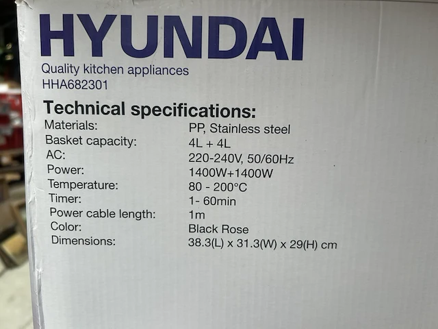 Dubbele airfryer 2x 4 liter hyundai - afbeelding 3 van  4