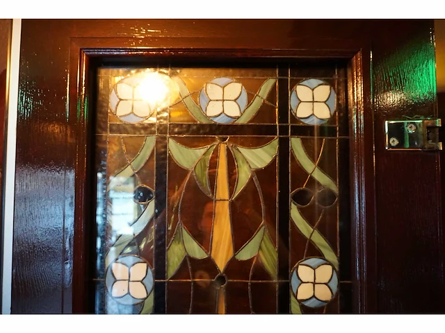 Dubbele café deuren met glas in lood - afbeelding 5 van  6