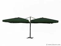 Dubbele hangende parasol donkergroen (2 * 300x300cm) - afbeelding 1 van  3