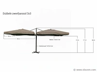 Dubbele hangende parasol donkergroen (2 * 300x300cm) - afbeelding 2 van  3