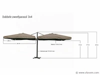 Dubbele hangende parasol donkergroen (2 * 300x400cm) - afbeelding 2 van  3