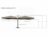 Dubbele hangende parasol donkergroen (2 * 300x400cm) - afbeelding 2 van  2