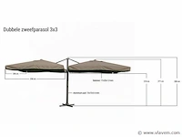 Dubbele hangende parasol wit (2 * 300x300cm) - afbeelding 2 van  3
