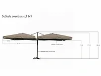 Dubbele hangende parasol wit (2 * 300x300cm) - afbeelding 2 van  2