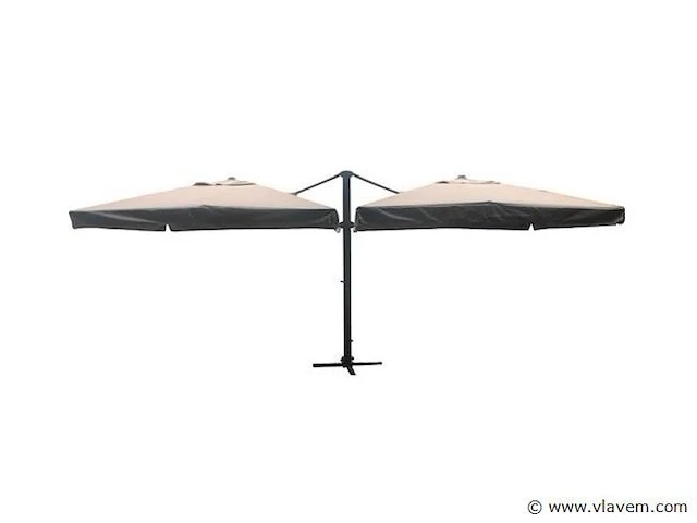 Dubbele hangende parasol zandkleurig (2 * 300x400 cm) - afbeelding 1 van  3