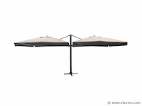 Dubbele hangende parasol zandkleurig (2 * 300x400 cm) - afbeelding 1 van  3