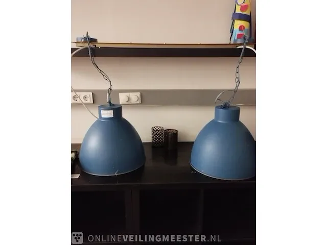 Dubbele hanglamp blauw - afbeelding 1 van  2