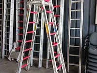 Dubbele ladder met plateau, 2x9 - afbeelding 1 van  12