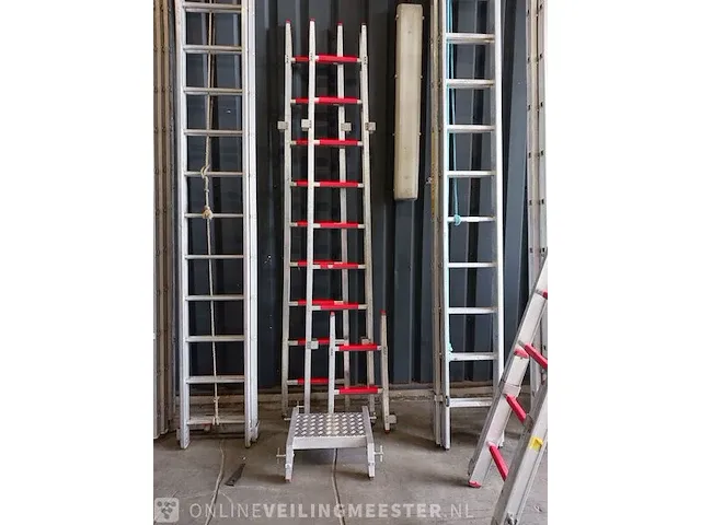Dubbele ladder met plateau, 2x9 - afbeelding 10 van  12
