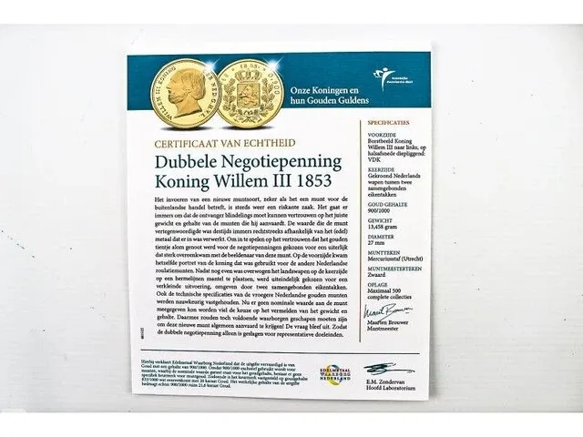 Dubbele negotiepenning willem iii 1853 - afbeelding 4 van  4