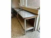 Dubbele rvs spoeltafel 305 cm - afbeelding 5 van  5