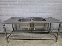 Dubbele rvs spoeltafel - afbeelding 1 van  5
