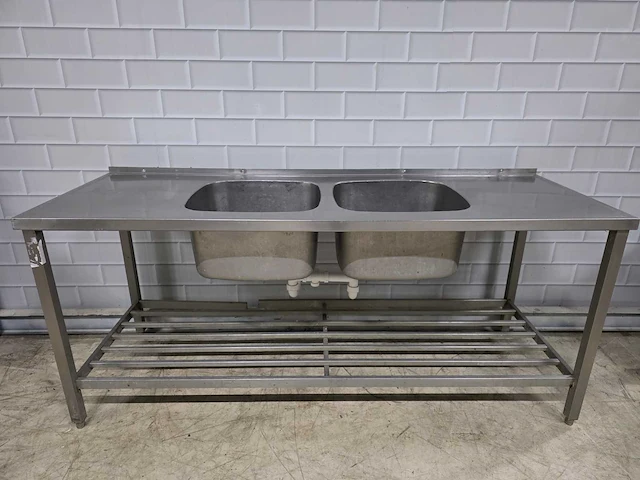 Dubbele rvs spoeltafel - afbeelding 2 van  5