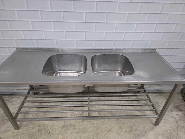 Dubbele rvs spoeltafel - afbeelding 3 van  5