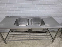 Dubbele rvs spoeltafel - afbeelding 3 van  5