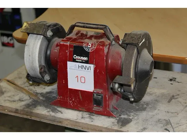 Dubbelsteens schuurmachine creussen powerline op metalen onderstel. - afbeelding 1 van  2