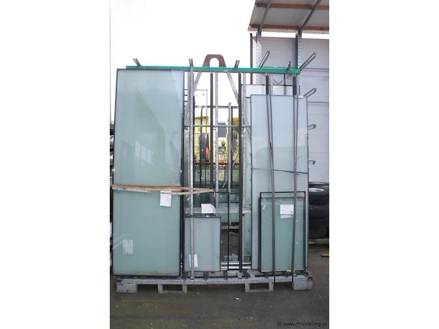 Dubbelzijdige metalen glas/platenbok - 205x70x258 cm - afbeelding 2 van  5