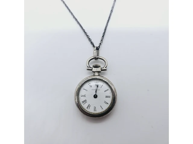 Dugena mechanisch zilveren zakhorloge/pendanthorloge - afbeelding 1 van  6