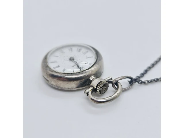 Dugena mechanisch zilveren zakhorloge/pendanthorloge - afbeelding 5 van  6