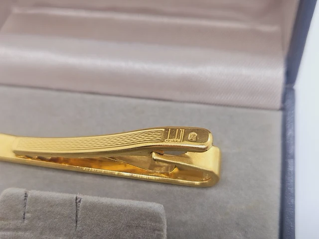 Dunhill goldplated tie clip inclusief doos - afbeelding 8 van  9