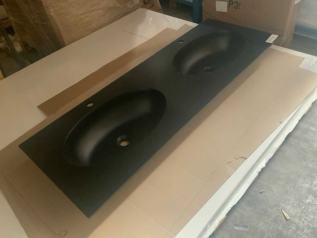 Duo wastafel zwart 140cm - afbeelding 2 van  4