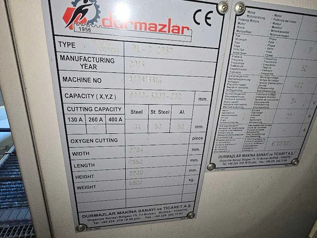 Durma - 2016 - pl-c 2060 - plasmasnijmachine - afbeelding 4 van  15