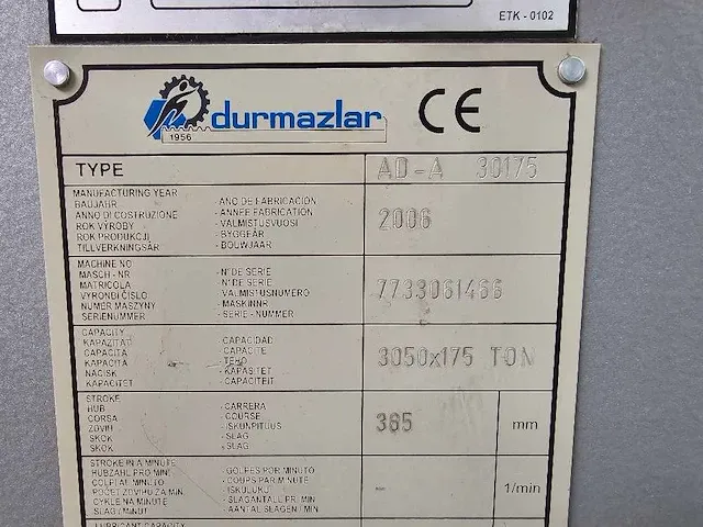 Durma - ad s 30175 - cnc kantbank - 2006 - afbeelding 8 van  9