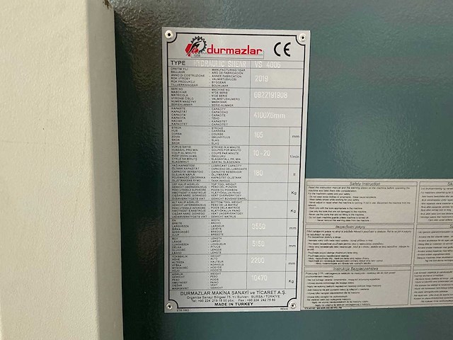 Durma - vs 4006 - cnc guillotine shear - 2019 - afbeelding 8 van  16