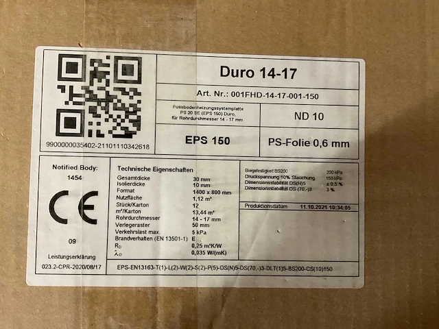 Duro 14-17 1400x800mm vloerverwarmingsysteemplaat (12x) - afbeelding 3 van  3
