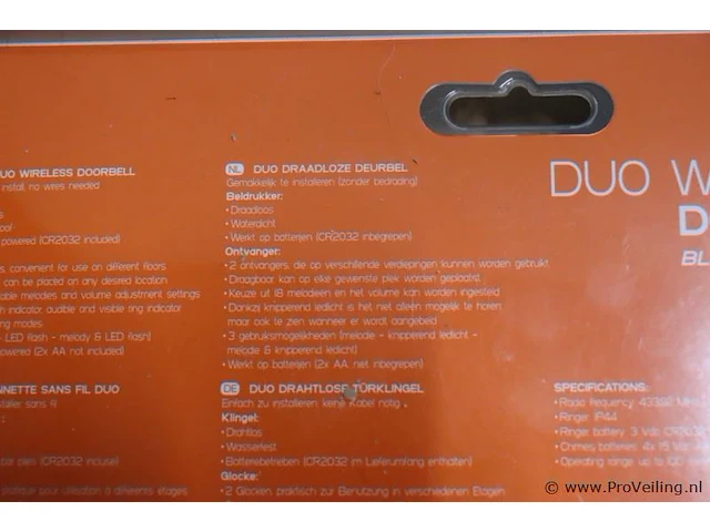 Dutch originals electronics duo draadloze deurbel - afbeelding 4 van  4