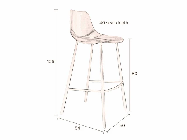 Dutchbone franky barkruk (2x) - afbeelding 2 van  4