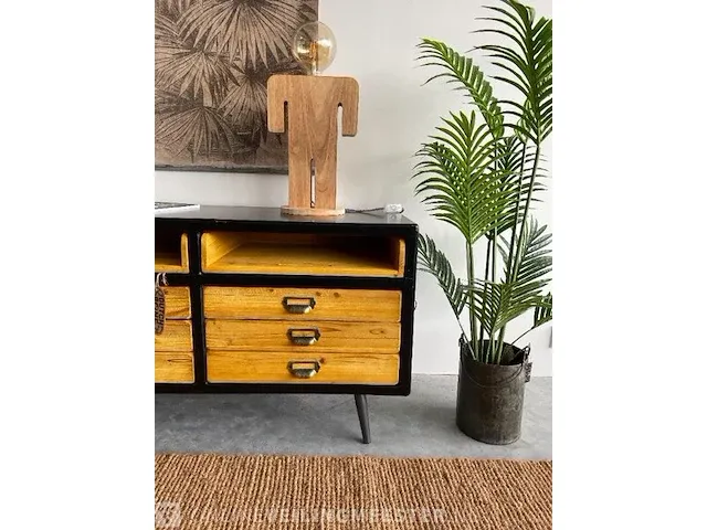 Dutchbone vakkenkast met houten treklades dutchbone, sol, hout / zwart - afbeelding 2 van  15